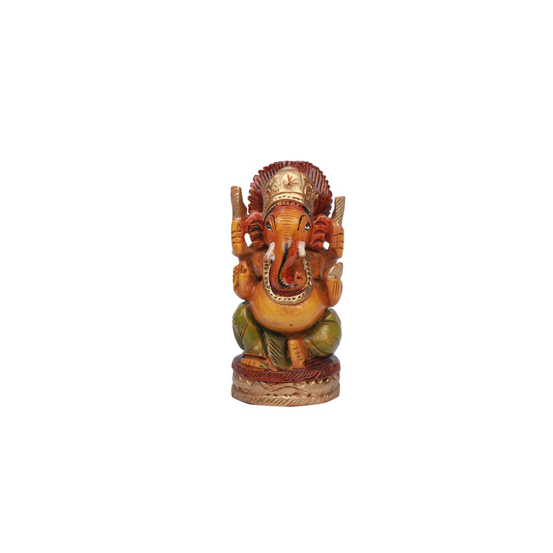 Wood Ganesha with painting