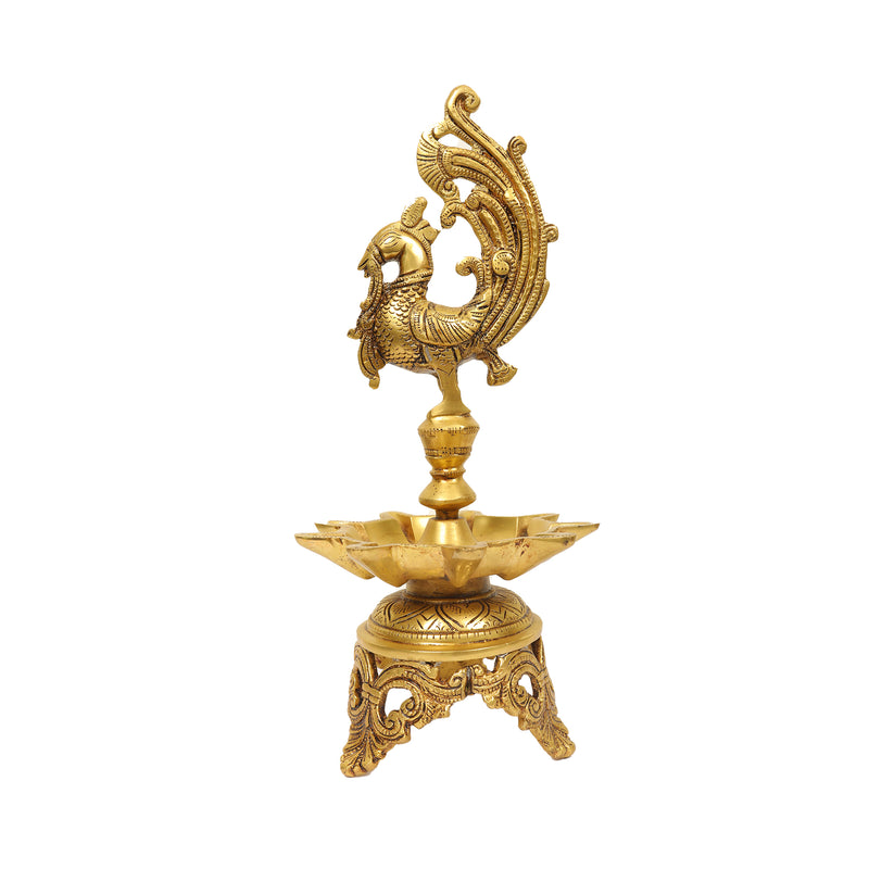 BRASS DEEPAK WITH BIRD LAMP