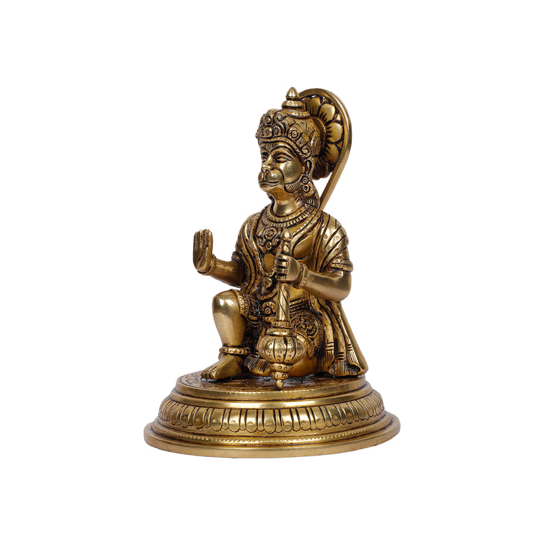 Brass Hanuman sitting on base – Ragaarts