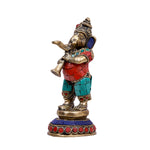 Brass Musical Ganesha Stone Work